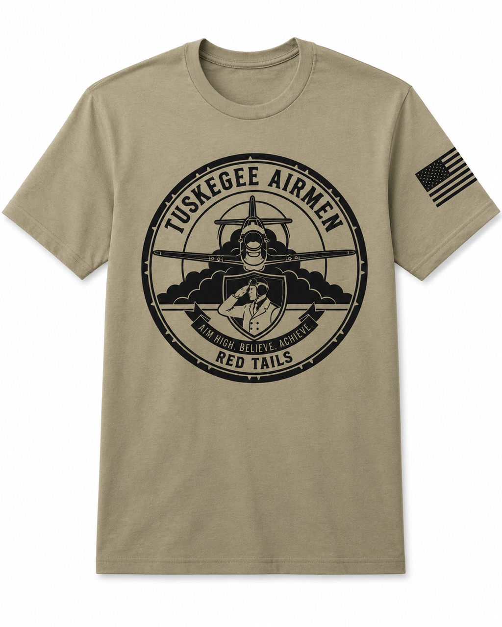 Tuskegee Airmen shirt with flag